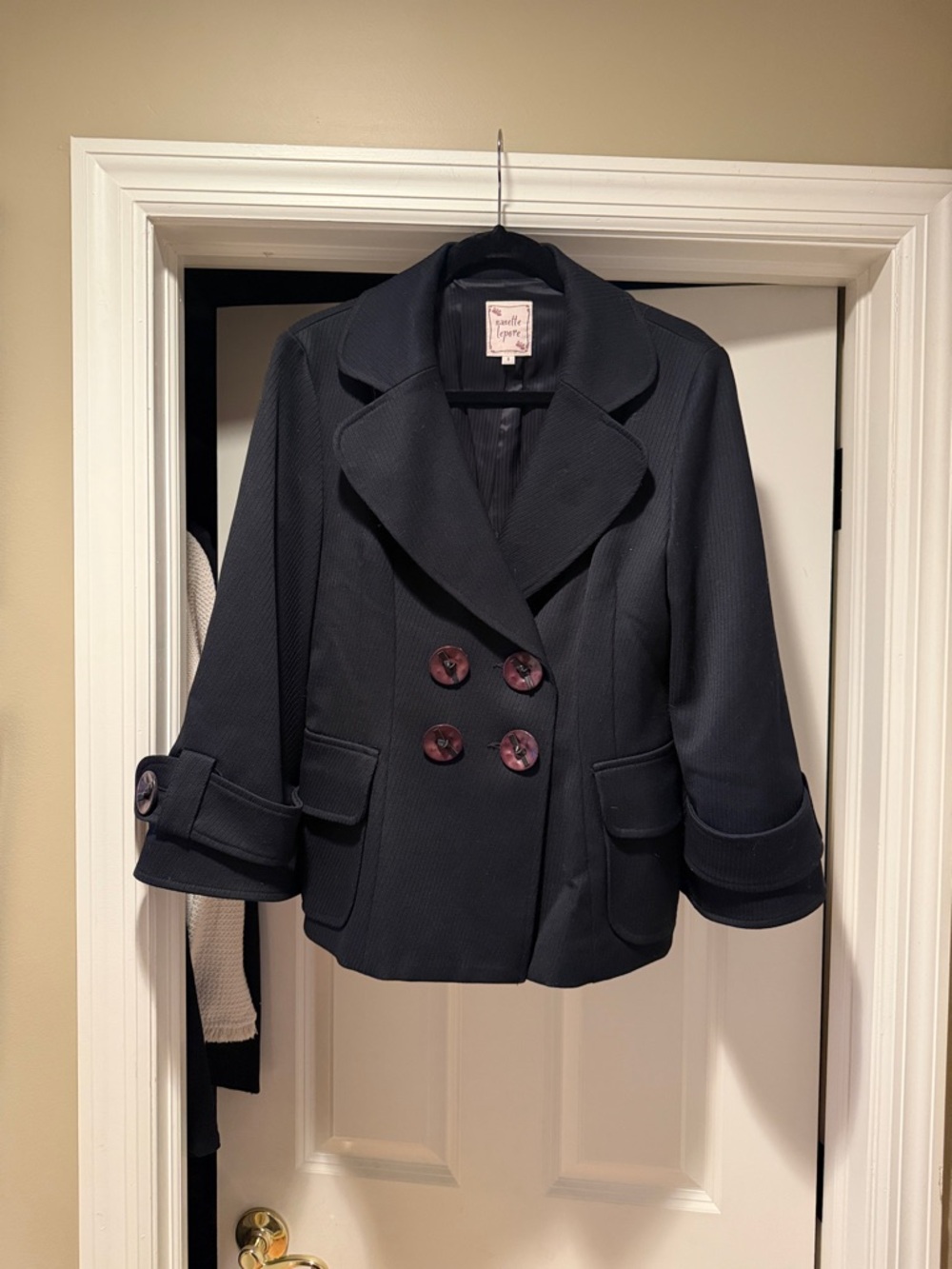 Vintage Nanette Lepore Sophisticate black Double-Breasted Pea Coat